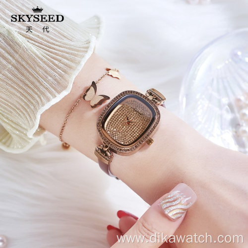 SKYSEED small and simple female watch with diamonds